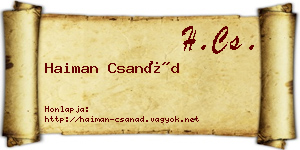 Haiman Csanád névjegykártya